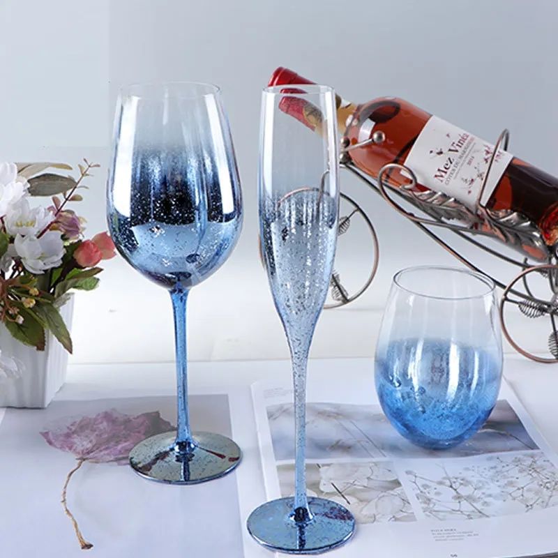 Amazon Hot Sale 100% Lead Free Classical Crystal Hand Blown Long Stem Red Wine Glass
