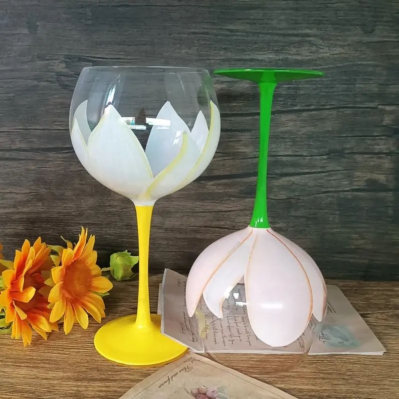 Amazon Hot Sale 100% Lead Free Classical Crystal Hand Blown Long Stem Red Wine Glass