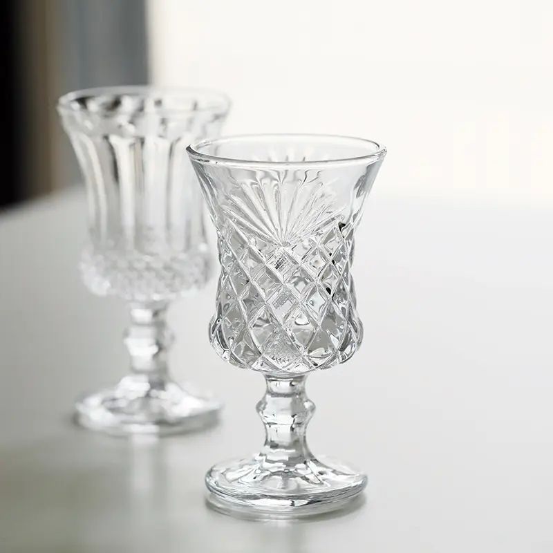 Amazon Hot Sale 100% Lead Free Classical Crystal Hand Blown Long Stem Red Wine Glass