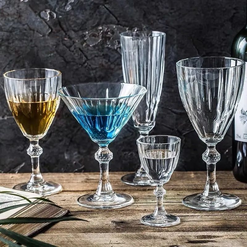 Amazon Hot Sale 100% Lead Free Classical Crystal Hand Blown Long Stem Red Wine Glass