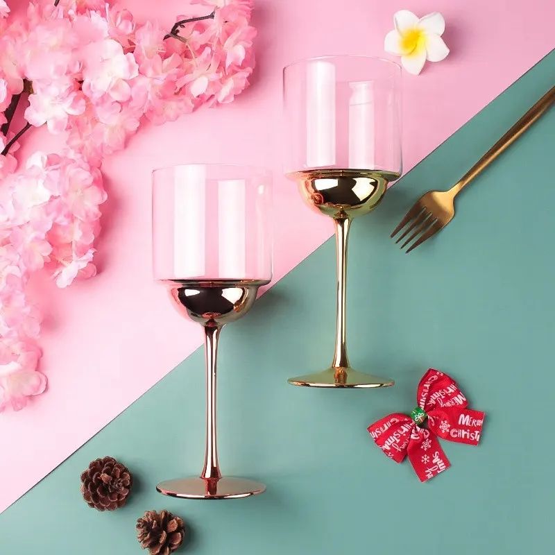 Amazon Hot Sale 100% Lead Free Classical Crystal Hand Blown Long Stem Red Wine Glass