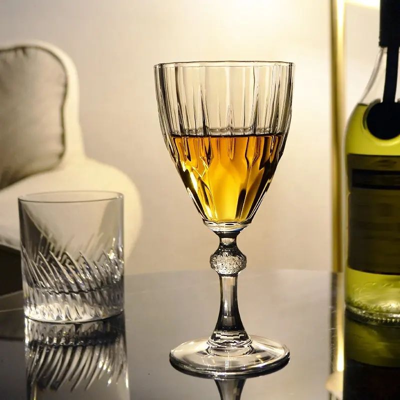 Amazon Hot Sale 100% Lead Free Classical Crystal Hand Blown Long Stem Red Wine Glass