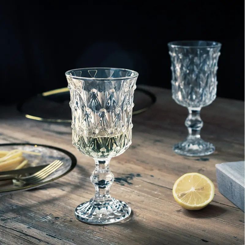 Amazon Hot Sale 100% Lead Free Classical Crystal Hand Blown Long Stem Red Wine Glass