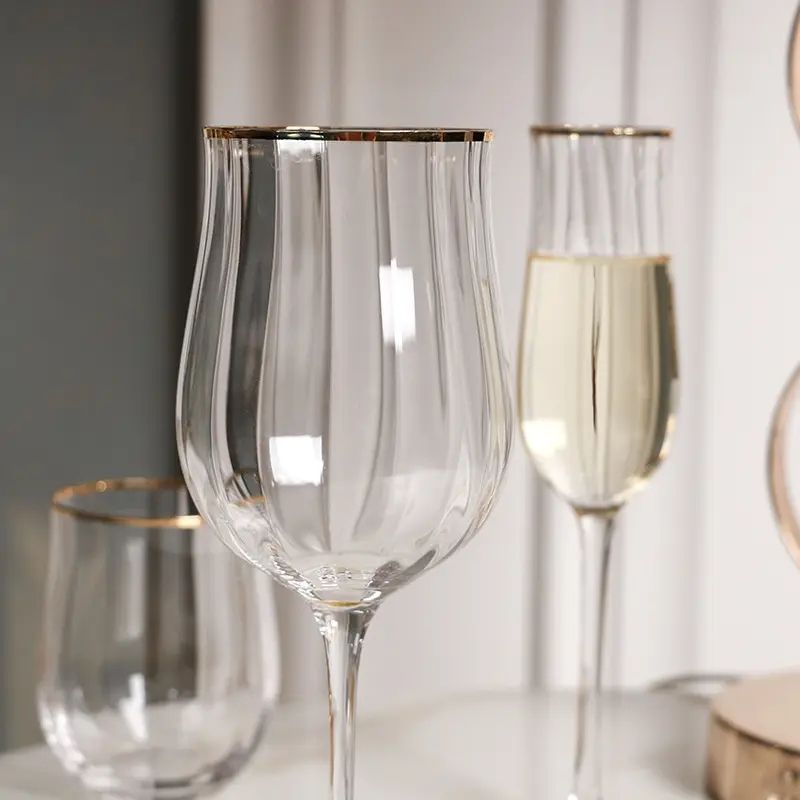 Amazon Hot Sale 100% Lead Free Classical Crystal Hand Blown Long Stem Red Wine Glass