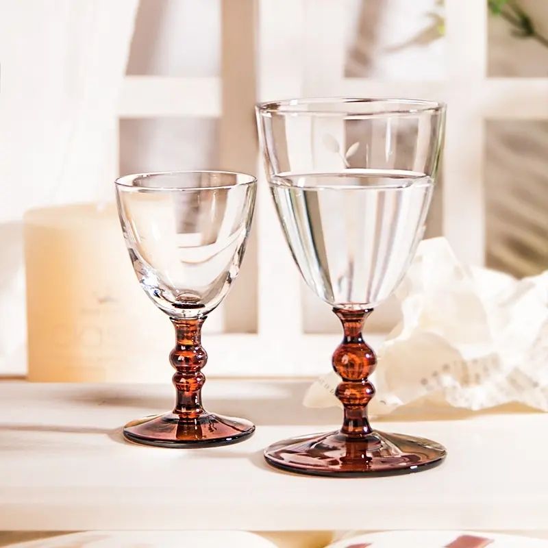Amazon Hot Sale 100% Lead Free Classical Crystal Hand Blown Long Stem Red Wine Glass