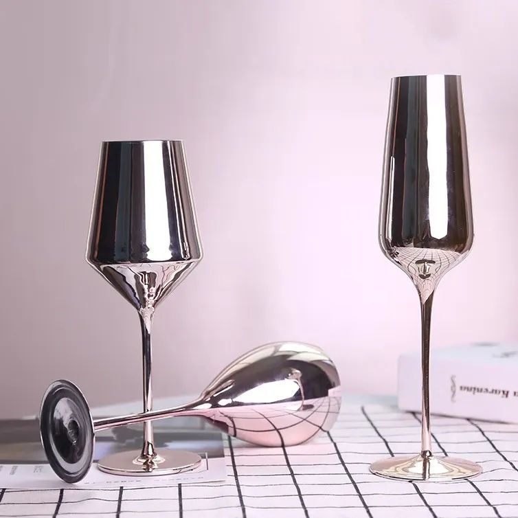Amazon Hot Sale 100% Lead Free Classical Crystal Hand Blown Long Stem Red Wine Glass