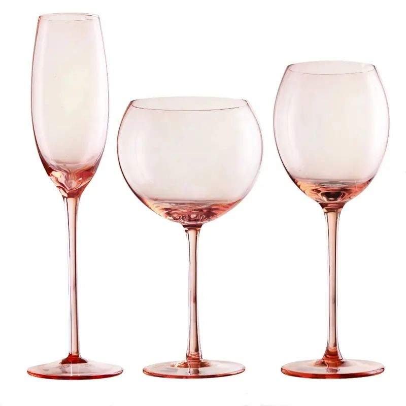 Amazon Hot Sale 100% Lead Free Classical Crystal Hand Blown Long Stem Red Wine Glass