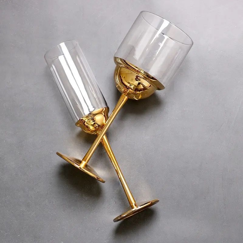 Amazon Hot Sale 100% Lead Free Classical Crystal Hand Blown Long Stem Red Wine Glass
