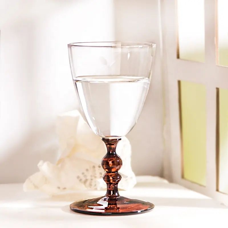 Amazon Hot Sale 100% Lead Free Classical Crystal Hand Blown Long Stem Red Wine Glass