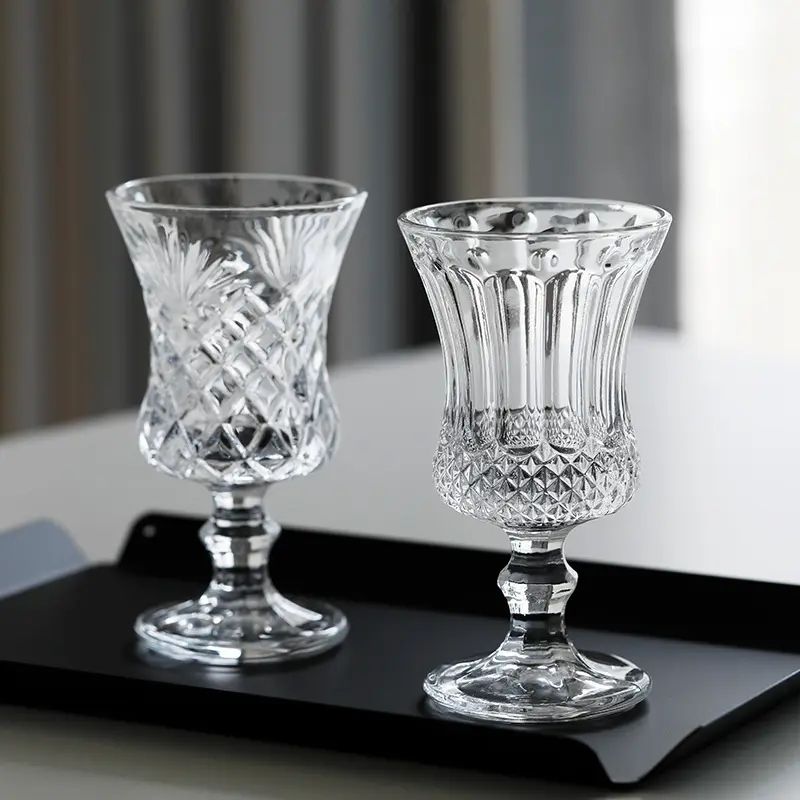 Amazon Hot Sale 100% Lead Free Classical Crystal Hand Blown Long Stem Red Wine Glass