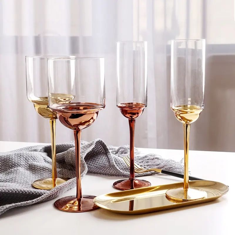 Amazon Hot Sale 100% Lead Free Classical Crystal Hand Blown Long Stem Red Wine Glass