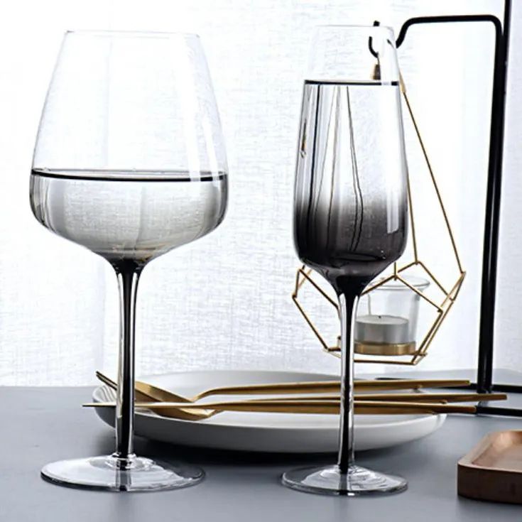 Amazon Hot Sale 100% Lead Free Classical Crystal Hand Blown Long Stem Red Wine Glass