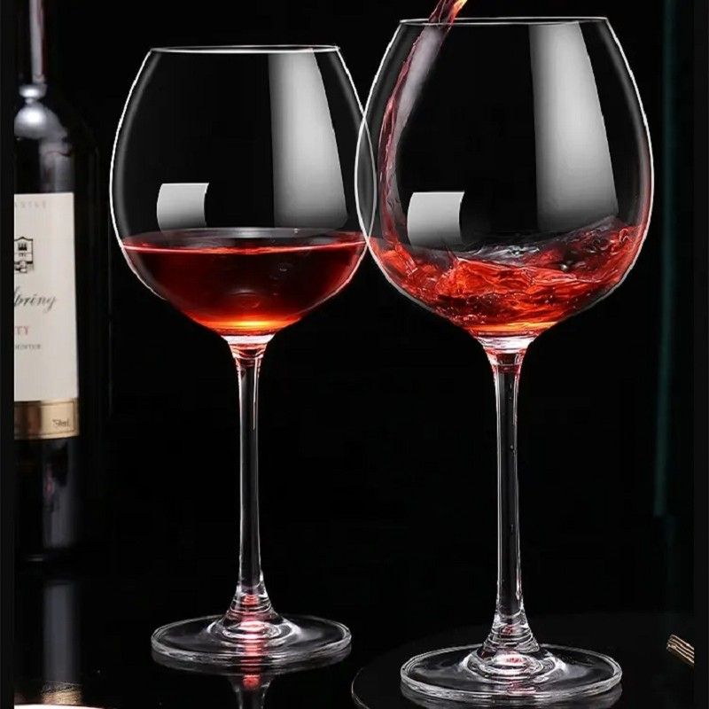 Amazon Hot Sale 100% Lead Free Classical Crystal Hand Blown Long Stem Red Wine Glass