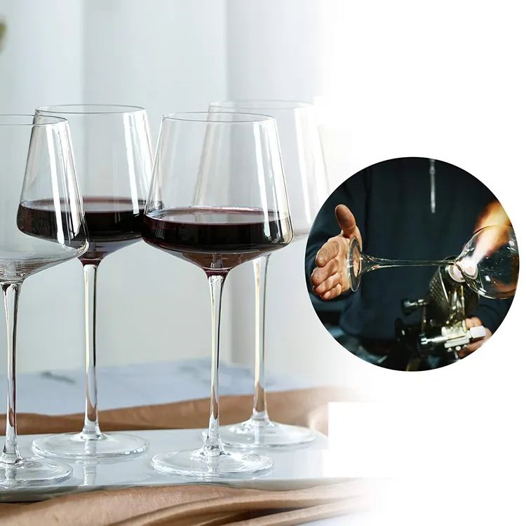 Amazon Hot Sale 100% Lead Free Classical Crystal Hand Blown Long Stem Red Wine Glass