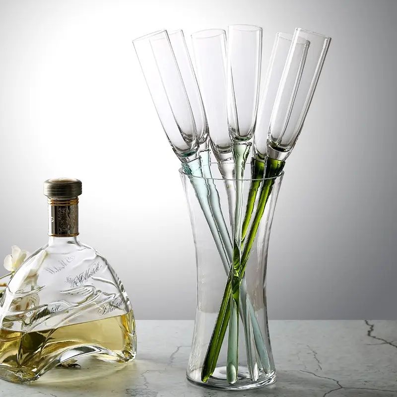 Amazon Hot Sale 100% Lead Free Classical Crystal Hand Blown Long Stem Red Wine Glass