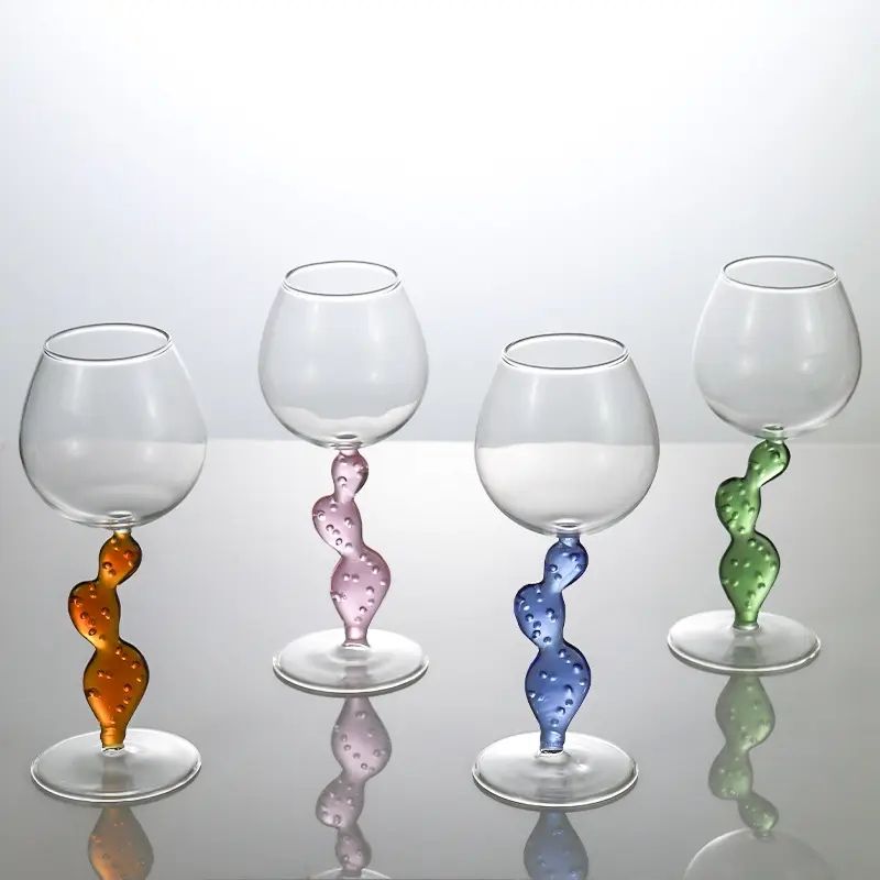 Amazon Hot Sale 100% Lead Free Classical Crystal Hand Blown Long Stem Red Wine Glass