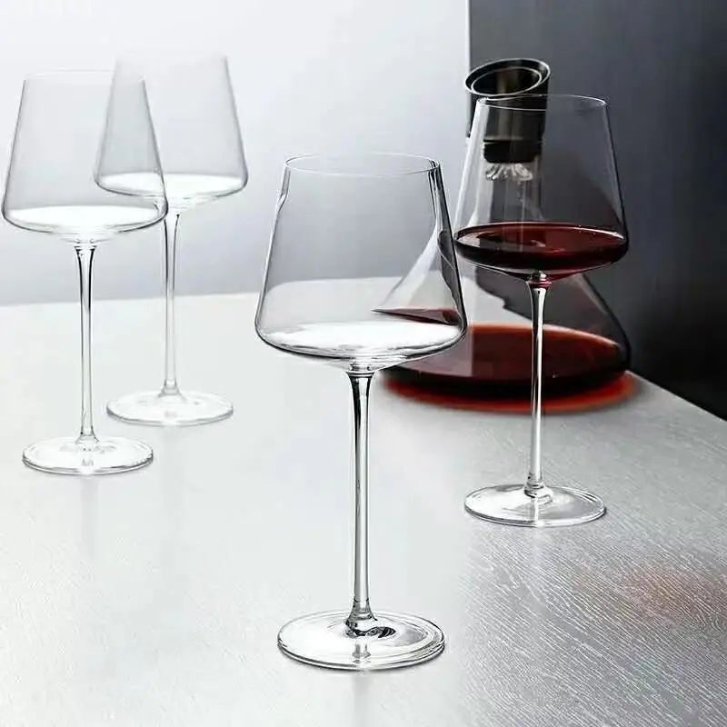 Amazon Hot Sale 100% Lead Free Classical Crystal Hand Blown Long Stem Red Wine Glass