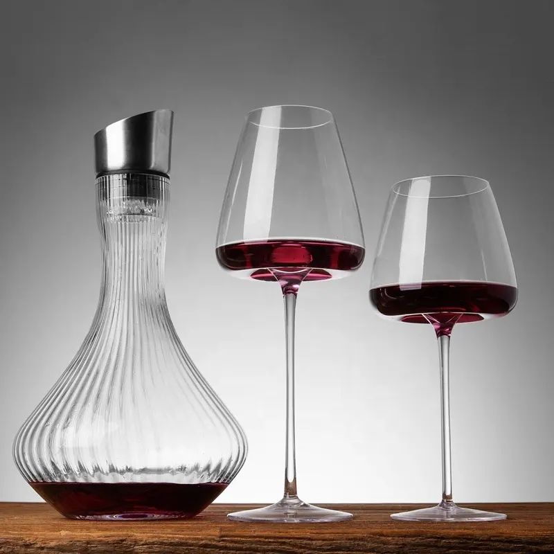 Amazon Hot Sale 100% Lead Free Classical Crystal Hand Blown Long Stem Red Wine Glass