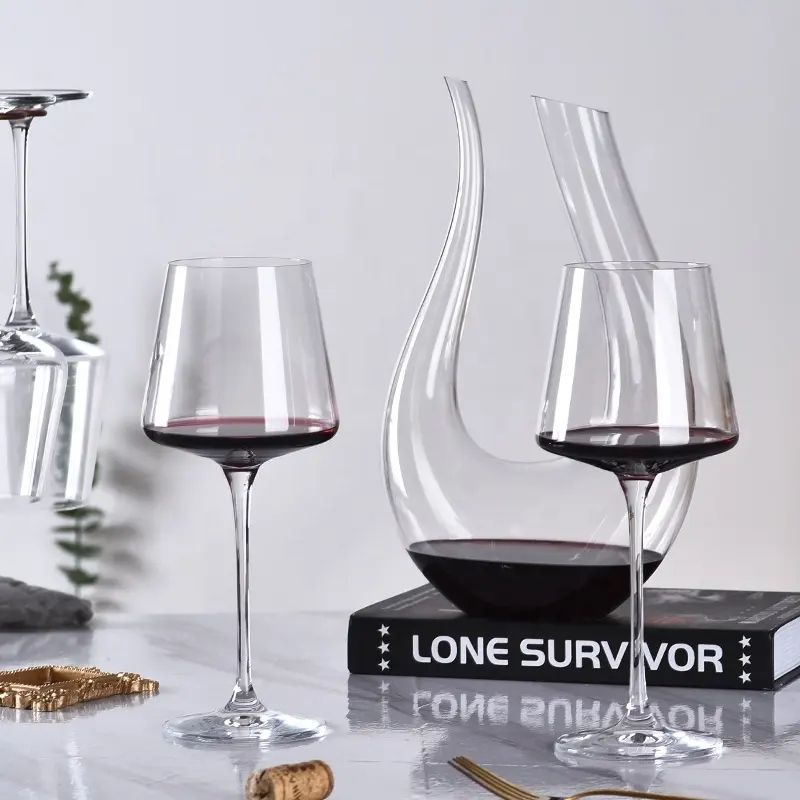 Amazon Hot Sale 100% Lead Free Classical Crystal Hand Blown Long Stem Red Wine Glass