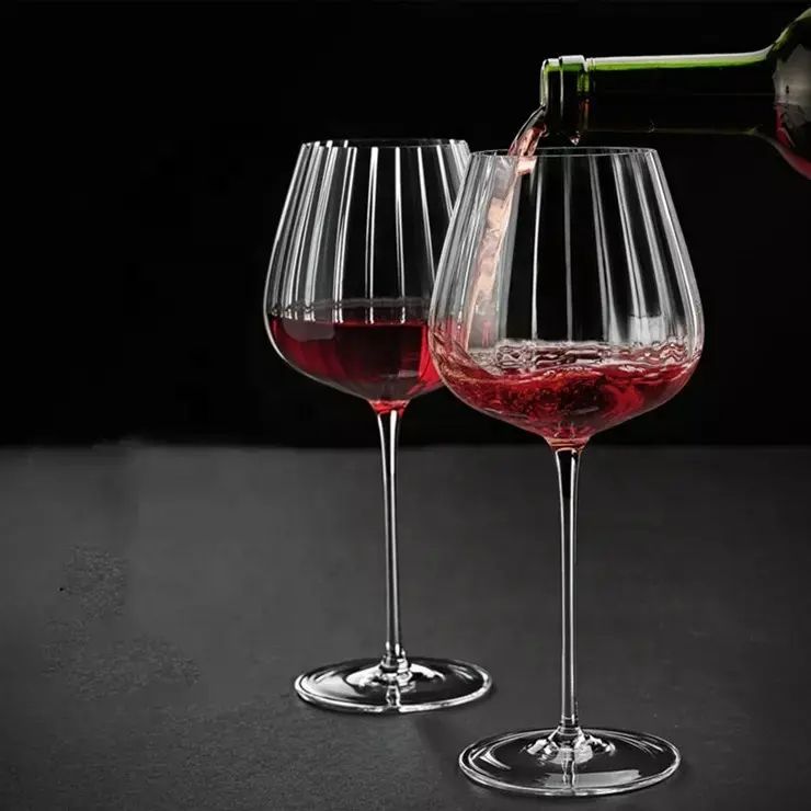 Amazon Hot Sale 100% Lead Free Classical Crystal Hand Blown Long Stem Red Wine Glass