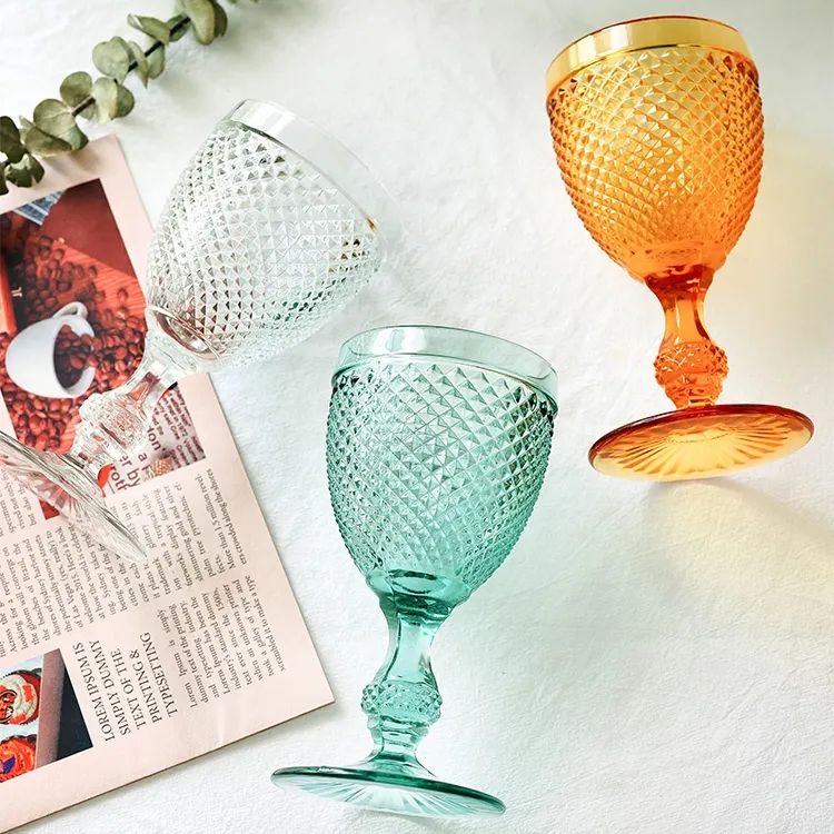 Amazon Hot Sale 100% Lead Free Classical Crystal Hand Blown Long Stem Red Wine Glass