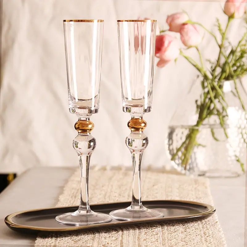 Amazon Hot Sale 100% Lead Free Classical Crystal Hand Blown Long Stem Red Wine Glass