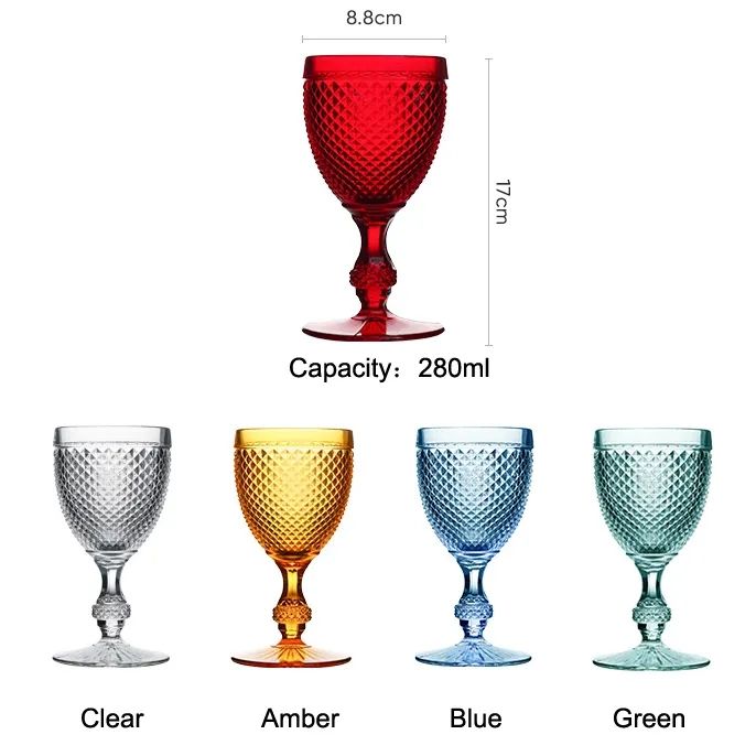 Amazon Hot Sale 100% Lead Free Classical Crystal Hand Blown Long Stem Red Wine Glass