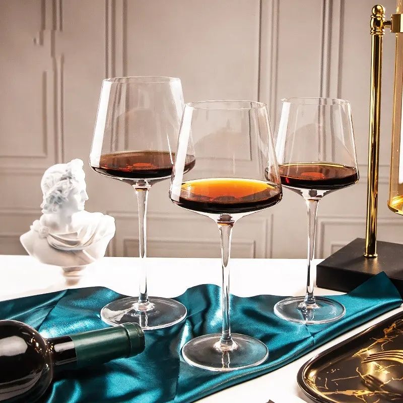 Amazon Hot Sale 100% Lead Free Classical Crystal Hand Blown Long Stem Red Wine Glass
