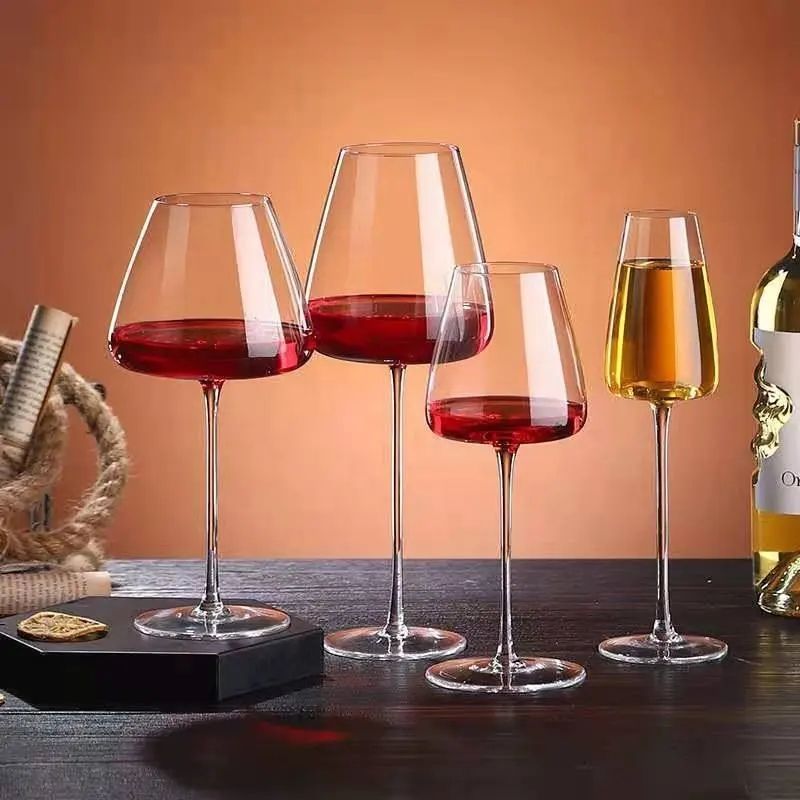 Amazon Hot Sale 100% Lead Free Classical Crystal Hand Blown Long Stem Red Wine Glass