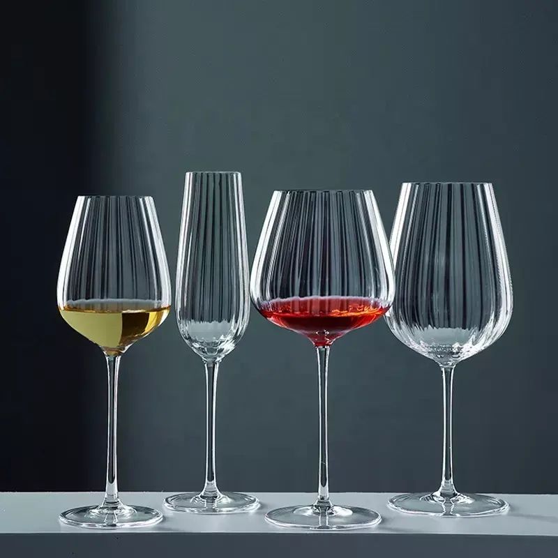 Amazon Hot Sale 100% Lead Free Classical Crystal Hand Blown Long Stem Red Wine Glass