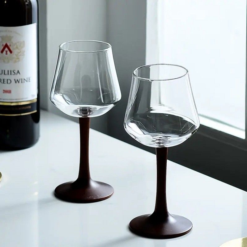 Amazon Hot Sale 100% Lead Free Classical Crystal Hand Blown Long Stem Red Wine Glass