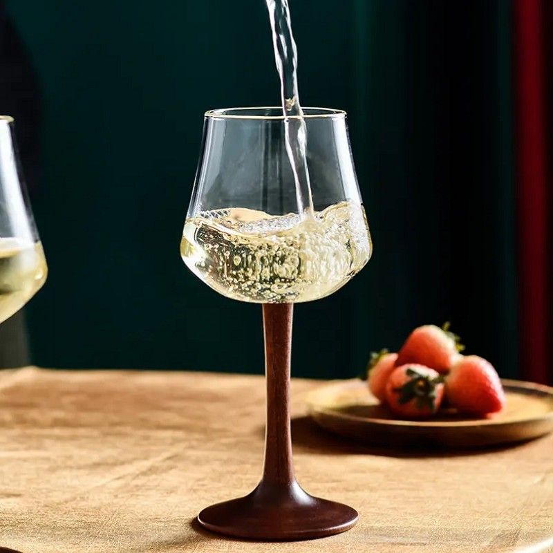 Amazon Hot Sale 100% Lead Free Classical Crystal Hand Blown Long Stem Red Wine Glass
