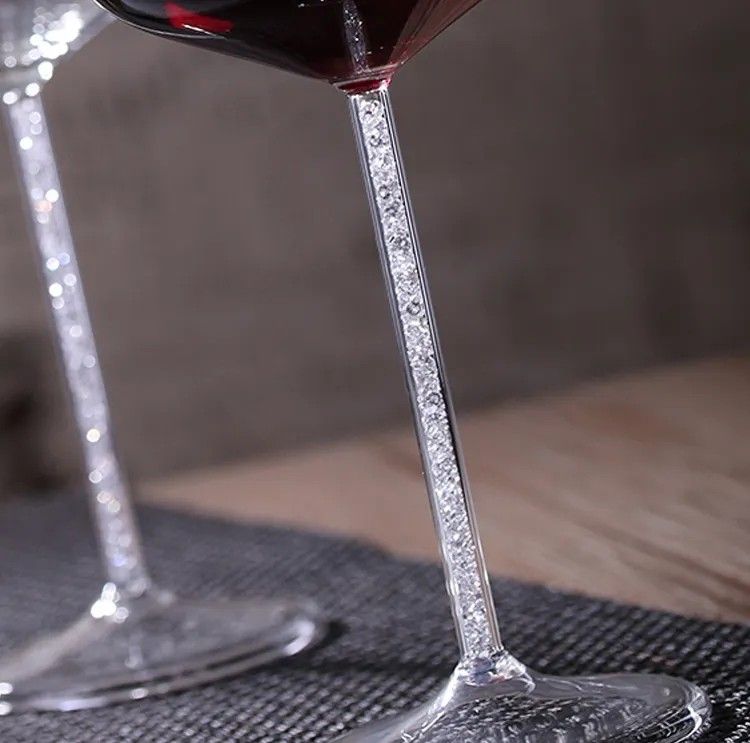 Amazon Hot Sale 100% Lead Free Classical Crystal Hand Blown Long Stem Red Wine Glass