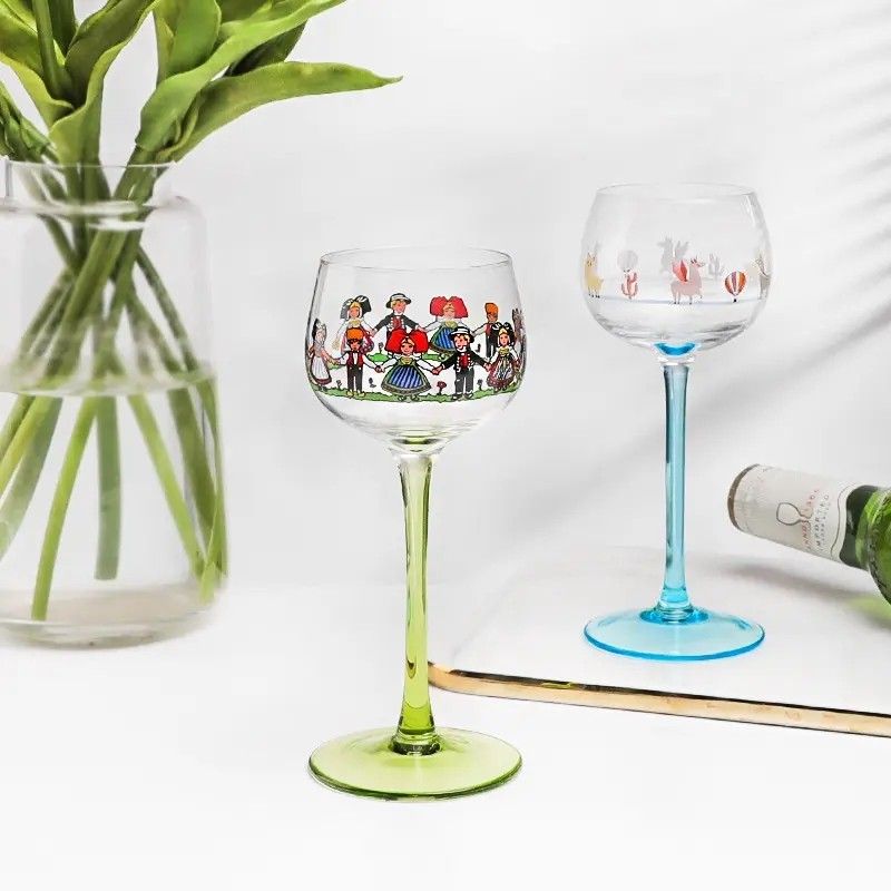 Amazon Hot Sale 100% Lead Free Classical Crystal Hand Blown Long Stem Red Wine Glass