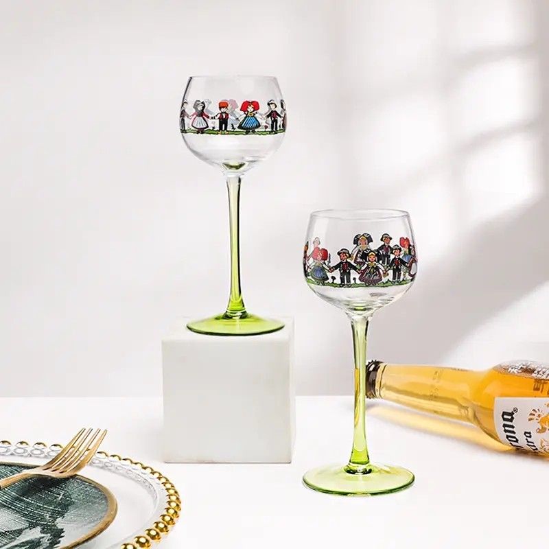 Amazon Hot Sale 100% Lead Free Classical Crystal Hand Blown Long Stem Red Wine Glass