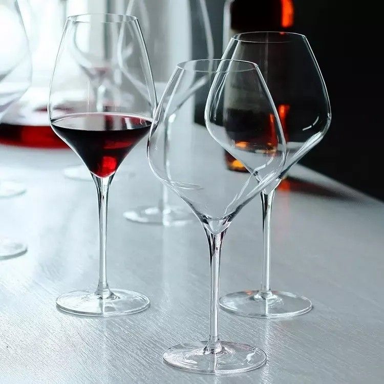 Amazon Hot Sale 100% Lead Free Classical Crystal Hand Blown Long Stem Red Wine Glass
