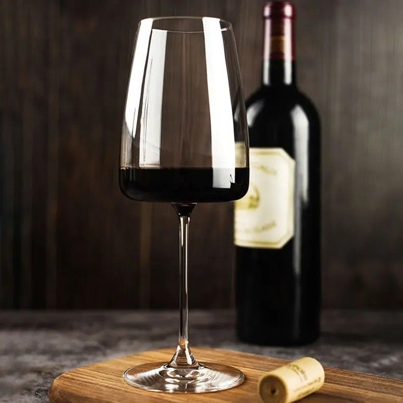 Amazon Hot Sale 100% Lead Free Classical Crystal Hand Blown Long Stem Red Wine Glass