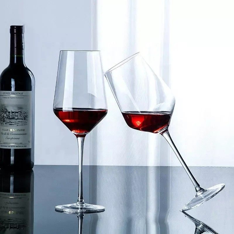 Amazon Hot Sale 100% Lead Free Classical Crystal Hand Blown Long Stem Red Wine Glass