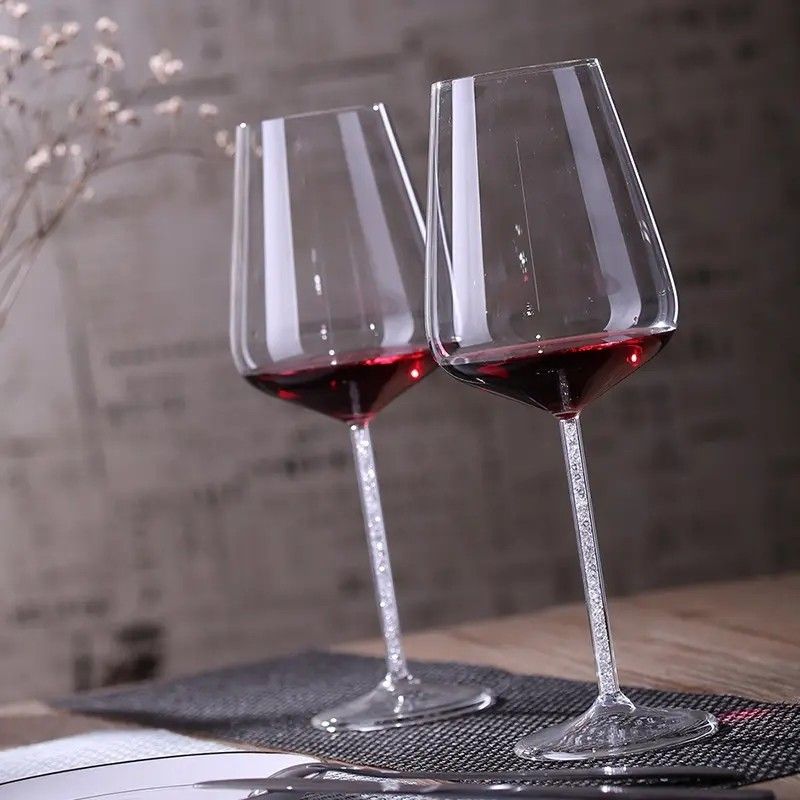 Amazon Hot Sale 100% Lead Free Classical Crystal Hand Blown Long Stem Red Wine Glass