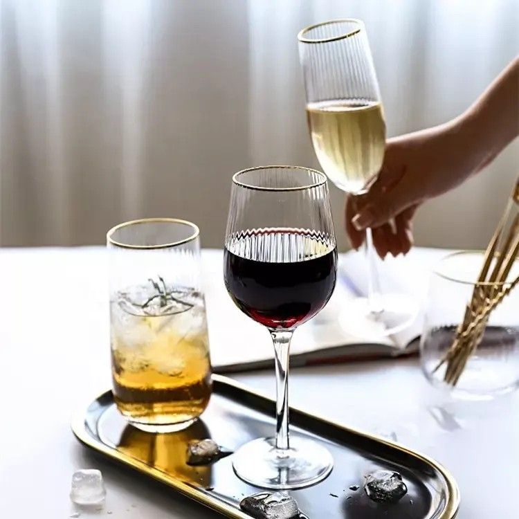 Amazon Hot Sale 100% Lead Free Classical Crystal Hand Blown Long Stem Red Wine Glass