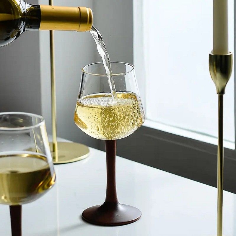 Amazon Hot Sale 100% Lead Free Classical Crystal Hand Blown Long Stem Red Wine Glass