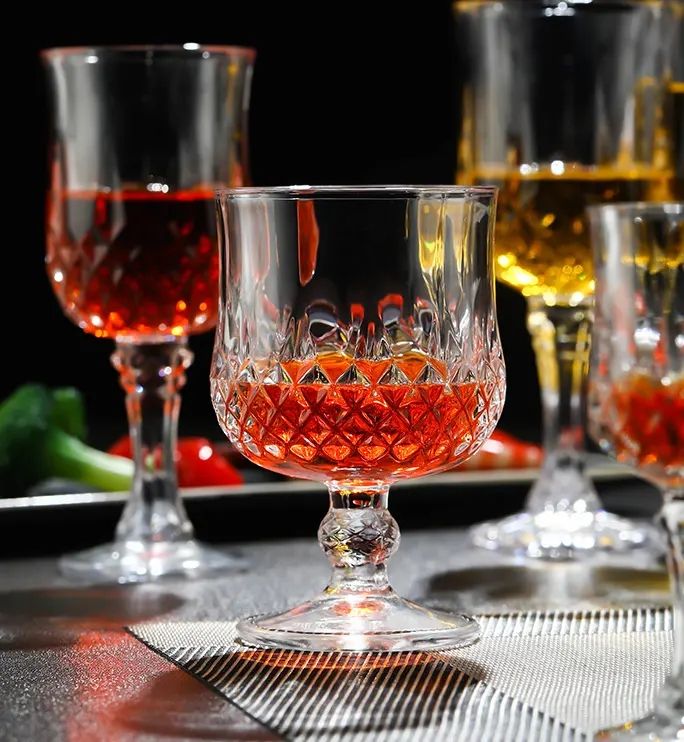 Amazon Hot Sale 100% Lead Free Classical Crystal Hand Blown Long Stem Red Wine Glass