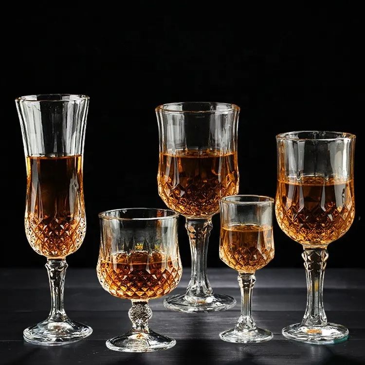 Amazon Hot Sale 100% Lead Free Classical Crystal Hand Blown Long Stem Red Wine Glass