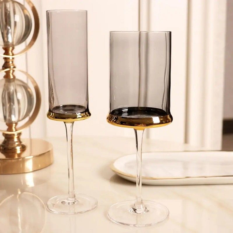 Amazon Hot Sale 100% Lead Free Classical Crystal Hand Blown Long Stem Red Wine Glass