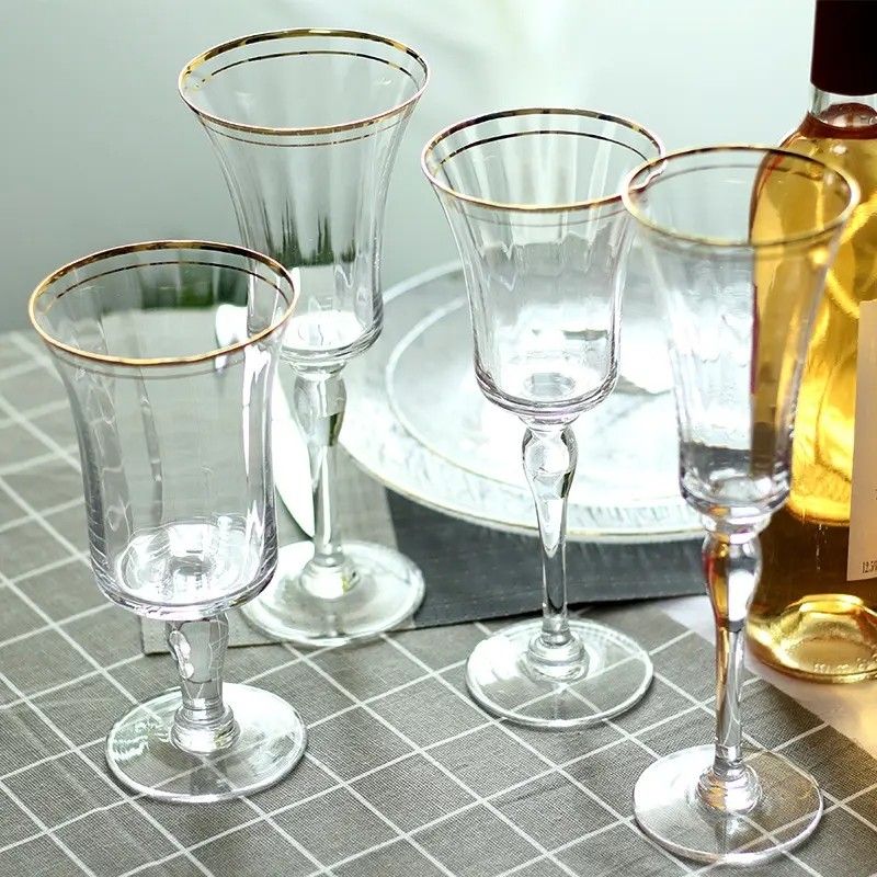 Amazon Hot Sale 100% Lead Free Classical Crystal Hand Blown Long Stem Red Wine Glass