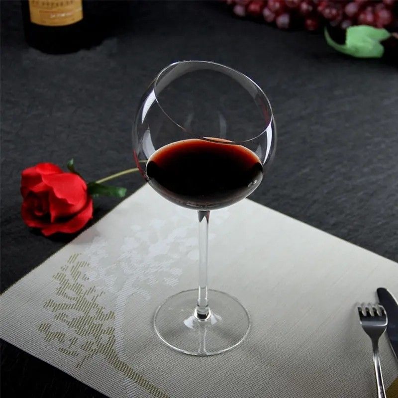 Amazon Hot Sale 100% Lead Free Classical Crystal Hand Blown Long Stem Red Wine Glass