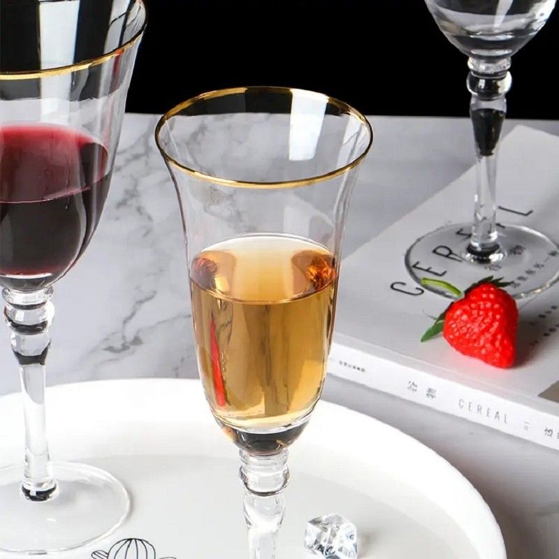 Amazon Hot Sale 100% Lead Free Classical Crystal Hand Blown Long Stem Red Wine Glass
