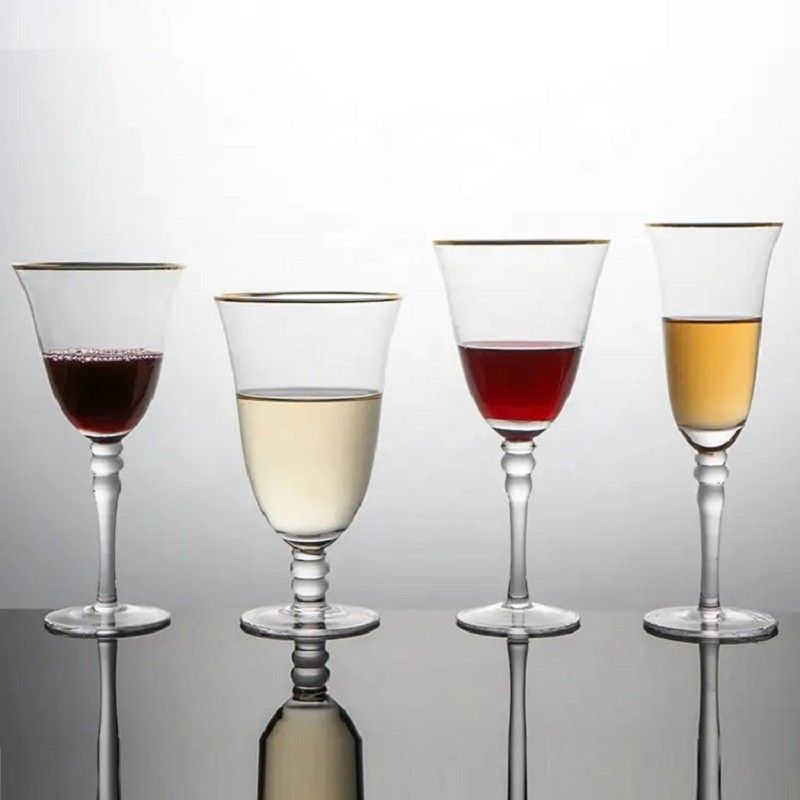 Amazon Hot Sale 100% Lead Free Classical Crystal Hand Blown Long Stem Red Wine Glass