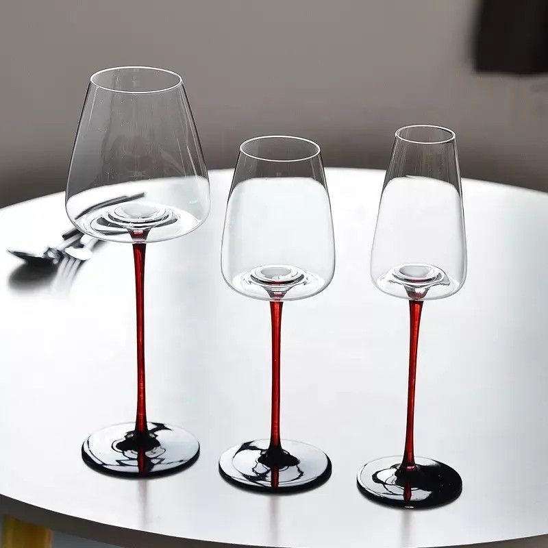 Amazon Hot Sale 100% Lead Free Classical Crystal Hand Blown Long Stem Red Wine Glass