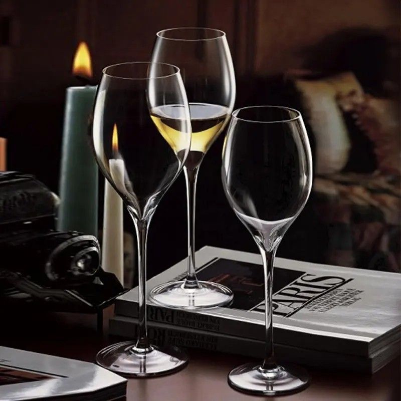 Amazon Hot Sale 100% Lead Free Classical Crystal Hand Blown Long Stem Red Wine Glass